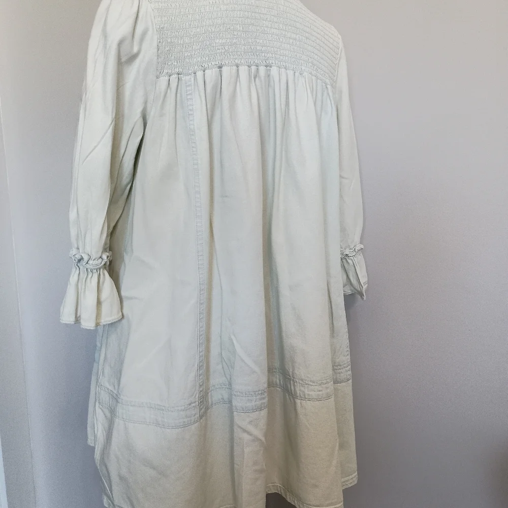 Free People Light Blue Button-Front Mini Dress